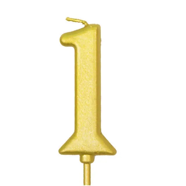 Number 1 Gold Candle 12 pcs
