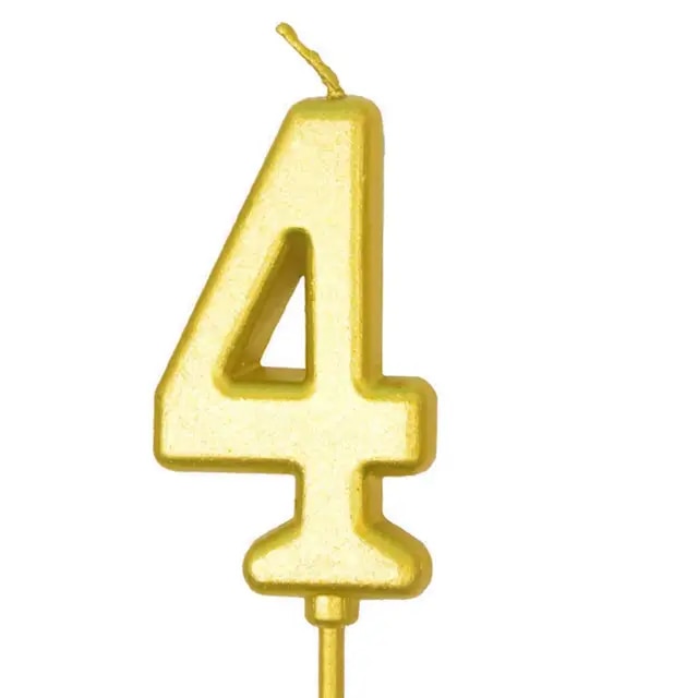 Number 4 Gold Candle 12 pcs