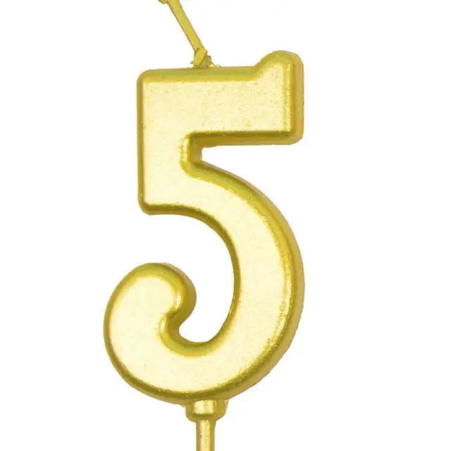 Number 5 Gold Candle 12 pcs