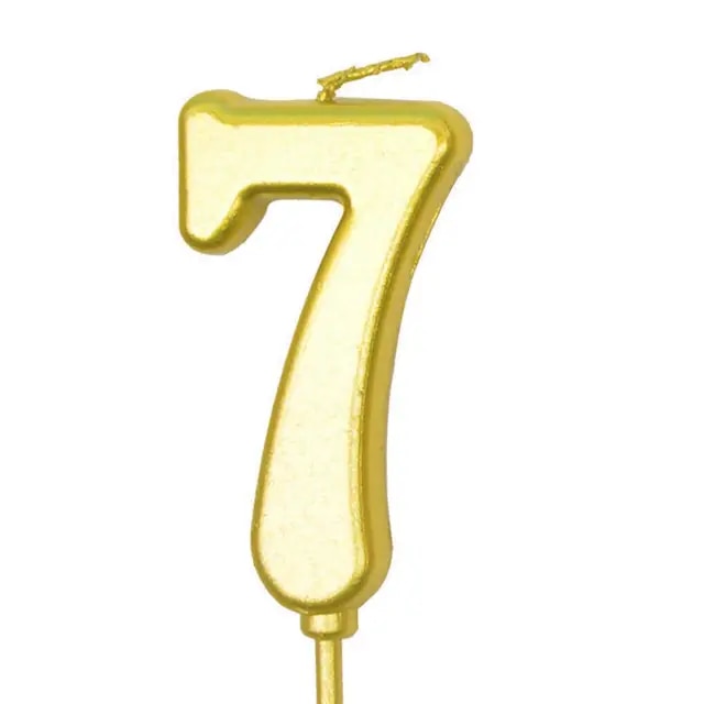 Number 7 Gold Candle 12 pcs