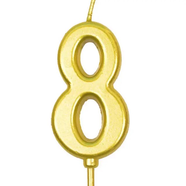 Number 8 Gold Candle 12 pcs