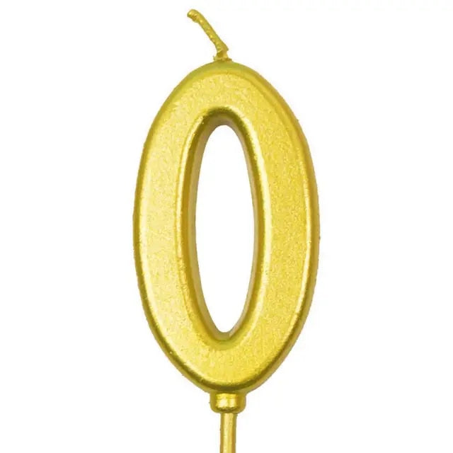 Number 0 Gold Candle 12 pcs