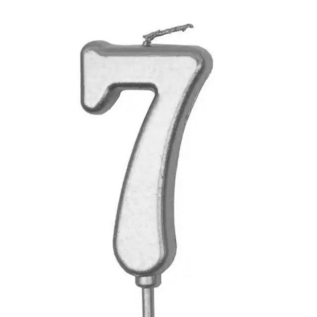 Number 7 Silver Candle 12 pcs