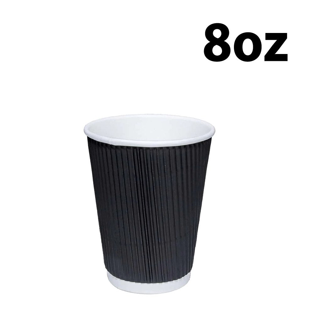 8oz Black Ripple Coffee Cups x500