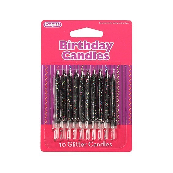 Black Glitter Candle one pack 10pcs