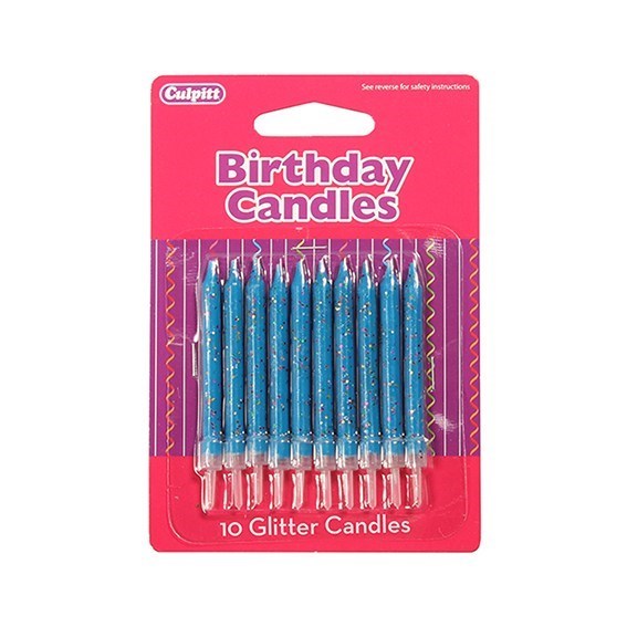 Blue Glitter Candle one pack 10pcs