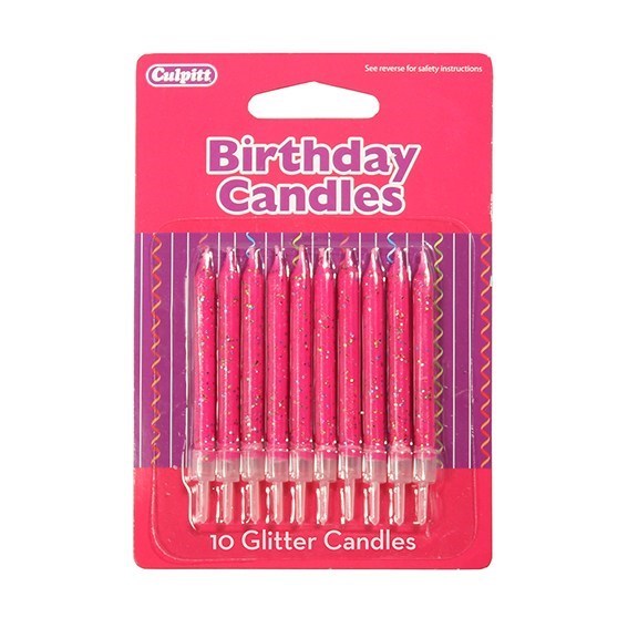 Fuchsia Glitter Candle pack 10pcs