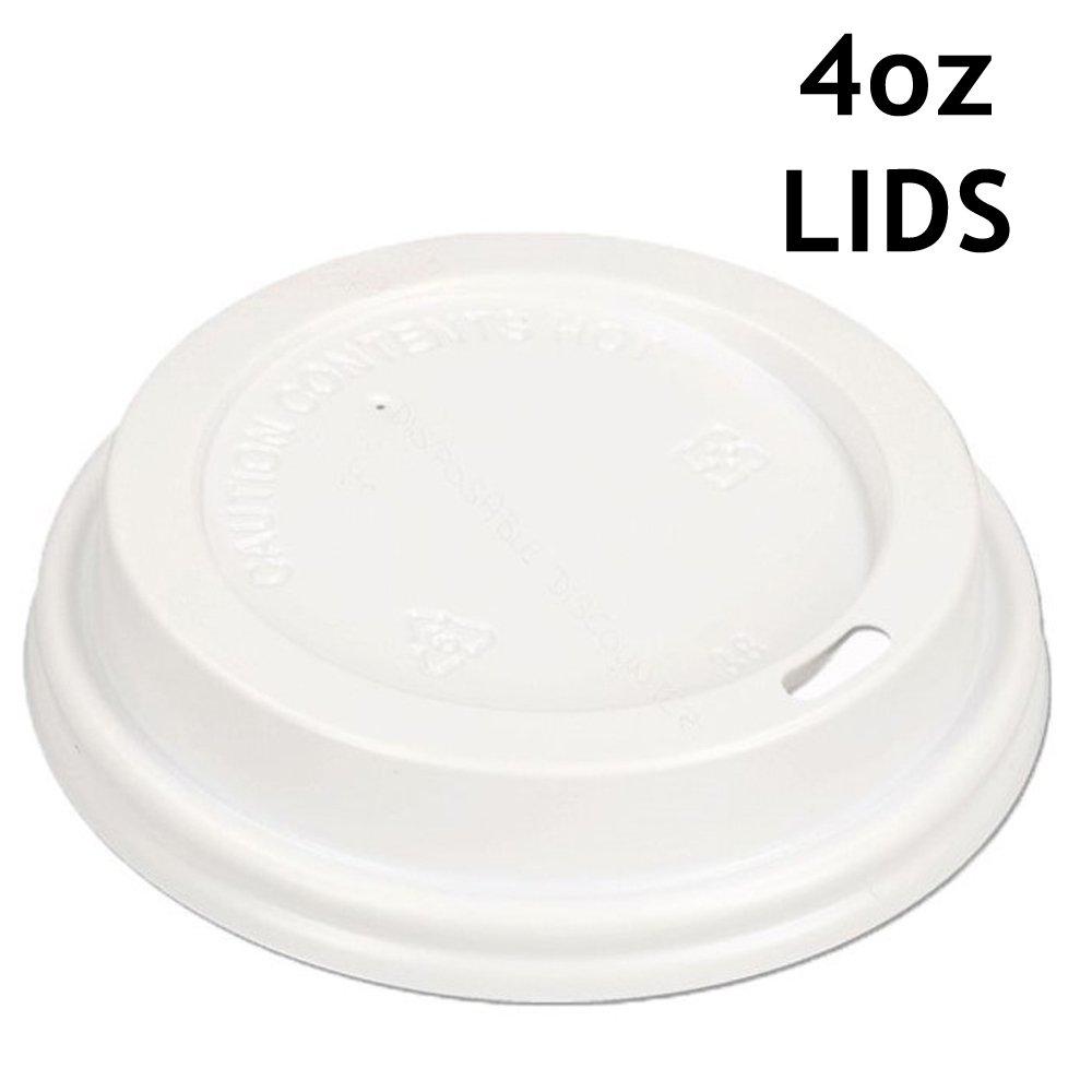 4oz White Coffee Cups Lids x1000