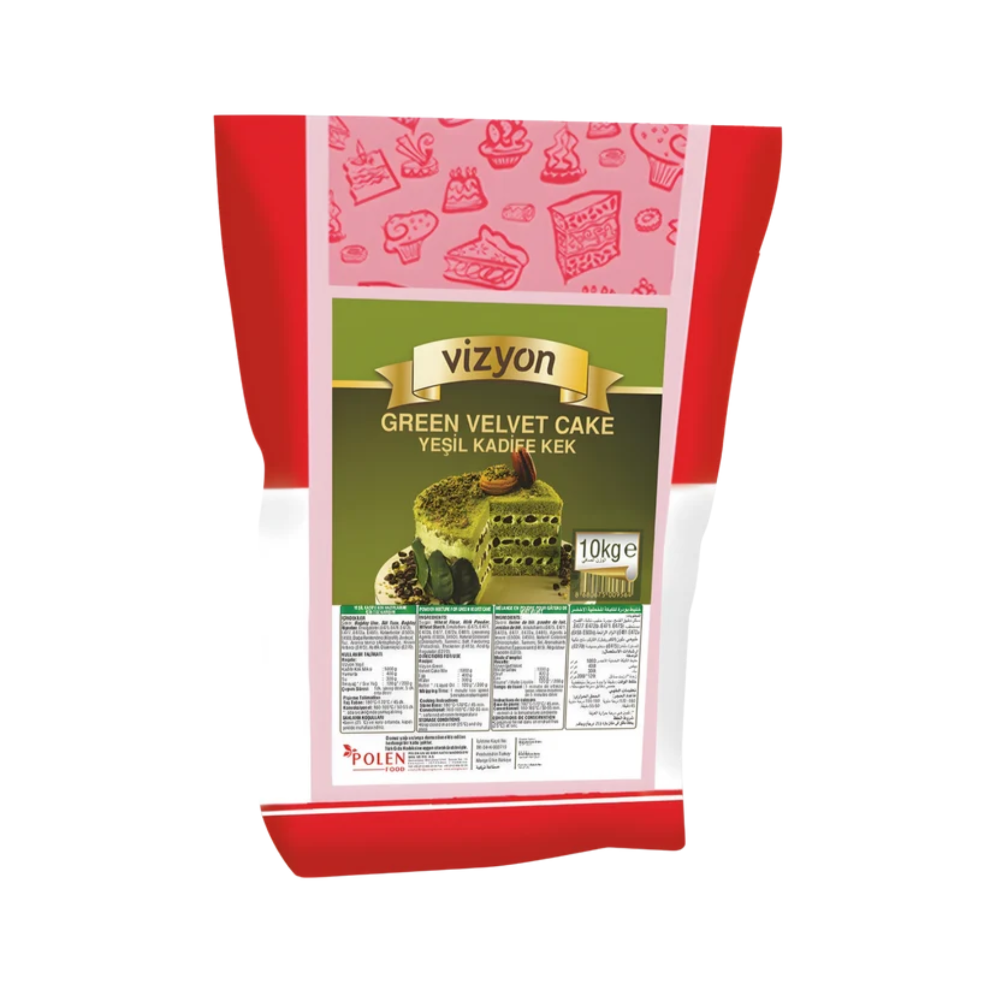 Vizyon Green Velvet Cake Mix Pistachio Flavoured Bakery Blend 10 kg